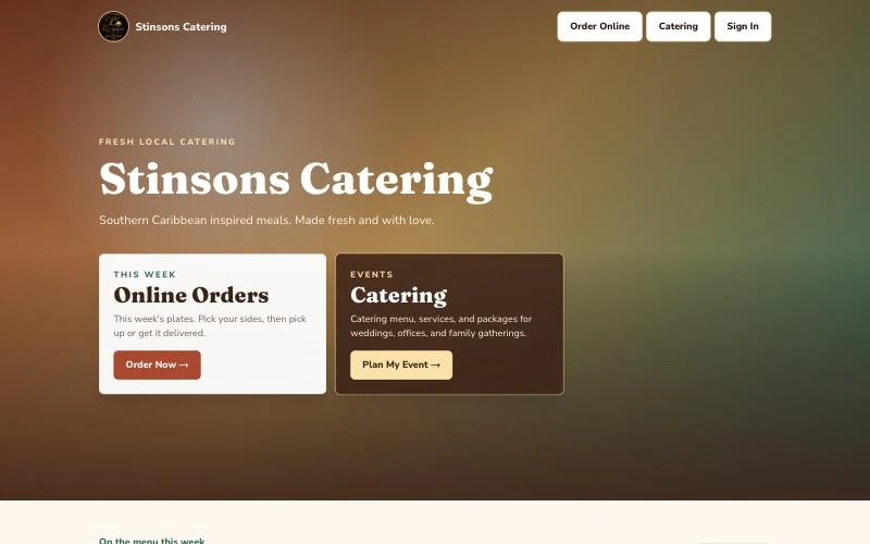 Stinsons Catering — online orders and event catering
